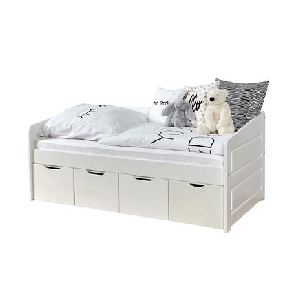 Ticaa Lit Enfant Avec Tiroirs De Rangement Mini Micki Hetre Blanc 4 Tiroirs Matelas 80x160 Cm Roseoubleu Fr