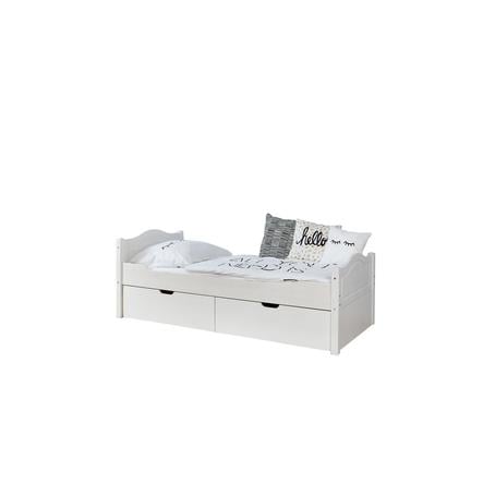 Ticaa Lit Simple Enfant Avec Tiroirs De Rangement Leni Pin Blanc 2 Tiroirs 100x200 Cm Roseoubleu Fr