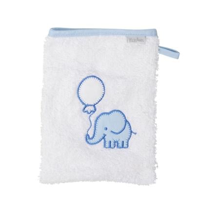  Playshoes  Guanto di lavaggio in spugna elefante bianco-blu