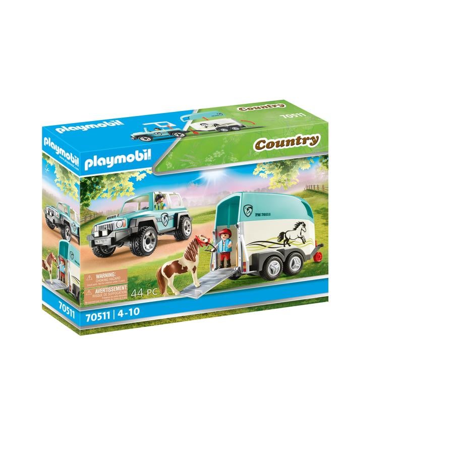 PLAYMOBIL® Country Figurine voiture et remorque pour poney 70511