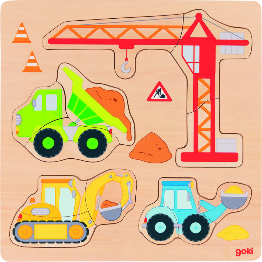 goki Einlegepuzzle Baufahrzeuge