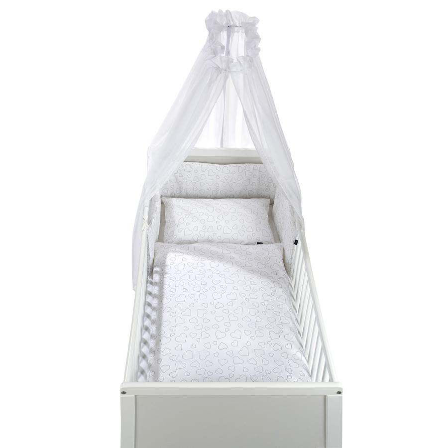 Alvi® Parure de lit enfant à barreaux Hearts White, 3 pièces 100x135 cm