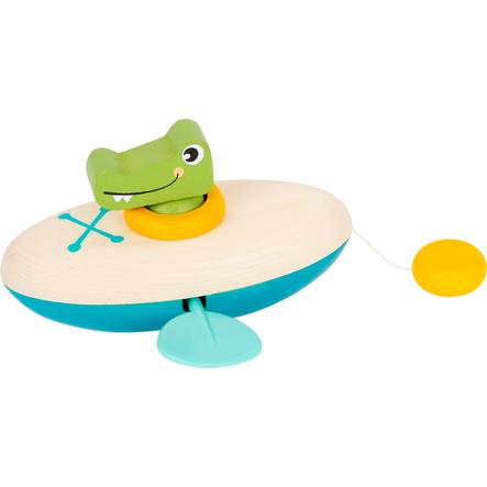 14 x 12 x 7 cm Holz Wasserspielzeug Aufzieh-Kanu Krokodil ca 