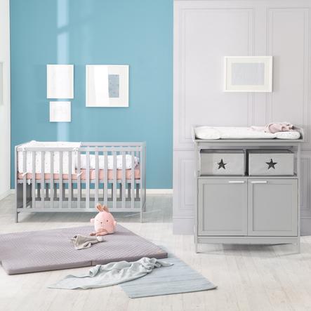 Roba Ensemble Lit Enfant Et Commode A Langer 2 Portes Hamburg Bois Taupe Roseoubleu Fr