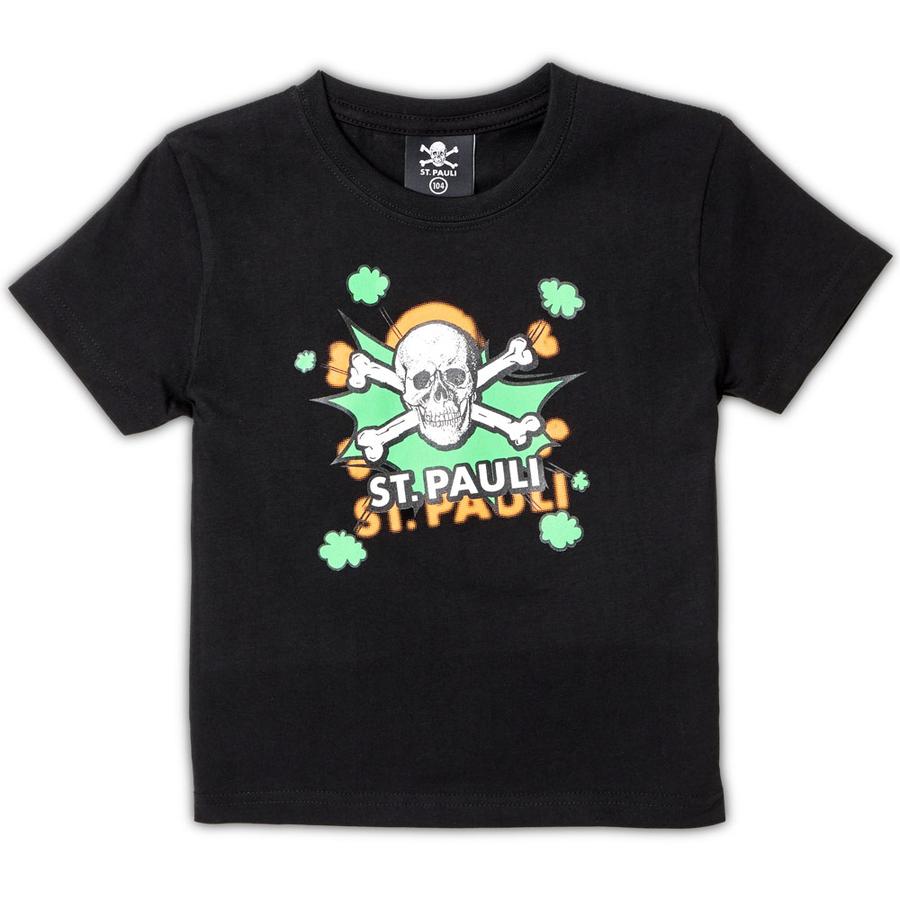 St. Pauli Kinder T-Shirt Totenkopf POW schwarz-grün