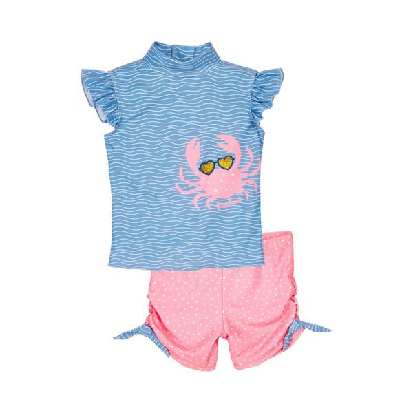 Playshoes  UV-beschermende badset krab blauw-roze