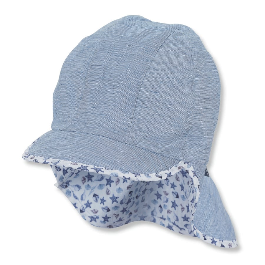 Sterntaler Organiczna czapka z daszkiem i ochroną szyi jasnoniebieska