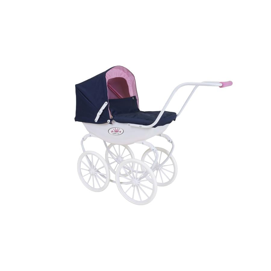 knorr® toys docka barnvagn Klass ic barnvagn marinblå / vit