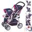 knorr® toys Zwillingspuppenwagen Milo - flying hearts navy/pink