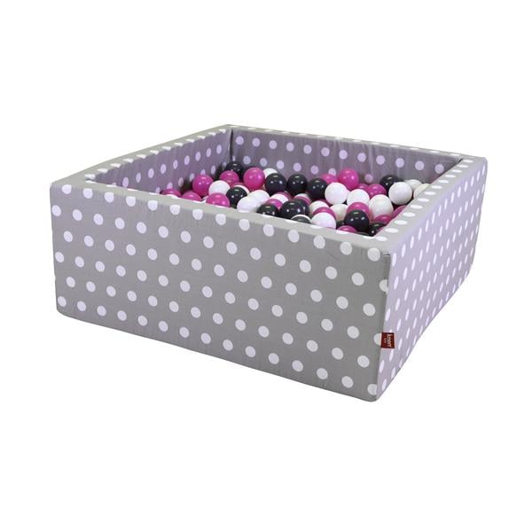 knorr® toys Bällebad soft eckig Grey white dots inklusive 100 Bälle creme/grey/pink