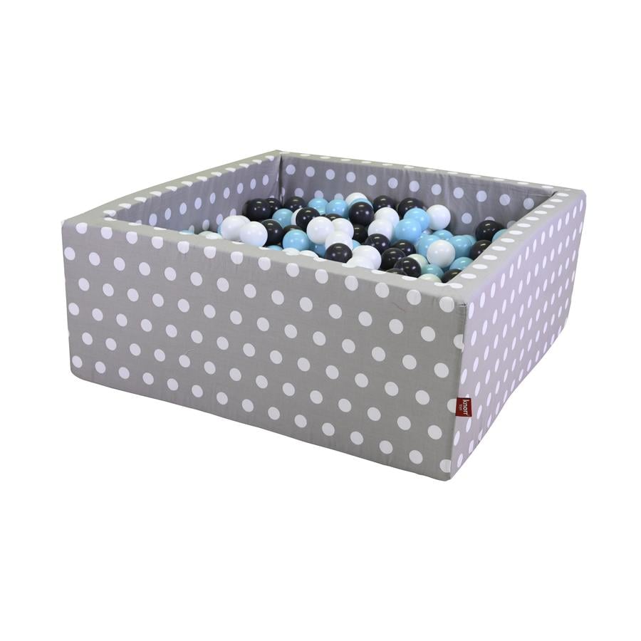 knorr® toys hrací ohrádka  s míčky čtvercová,  šedá bílé tečky, včetně  100  míčků krémová/šedá/světle modrá