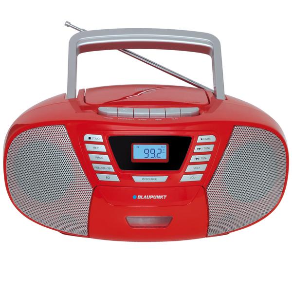 BLAUPUNKT Boombox mit CD + Kassette + USB + Bluetooth 4.2, rot