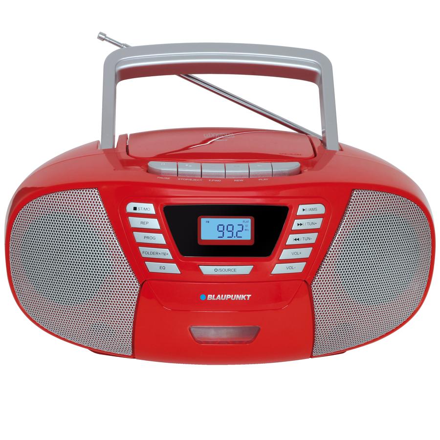 BLAUPUNKT  Boombox met CD + cassette + USB + Bluetooth 4.2, rood