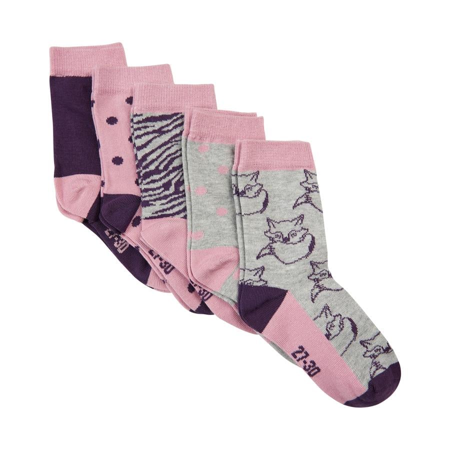 Minymo sokker 5-pak mønster skum orkidé