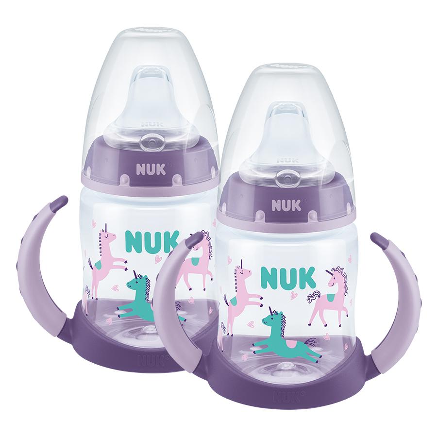 NUK Láhev na pití First Choice + s teplotou Control , 150 ml ve fialové barvě, ve dvojitém balení.