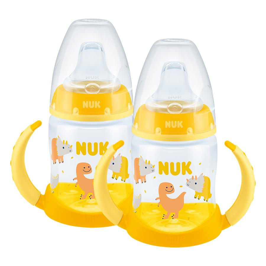 NUK Trinklernflasche First Choice⁺ mit Temperature Control, 150 ml, gelb im Doppelpack