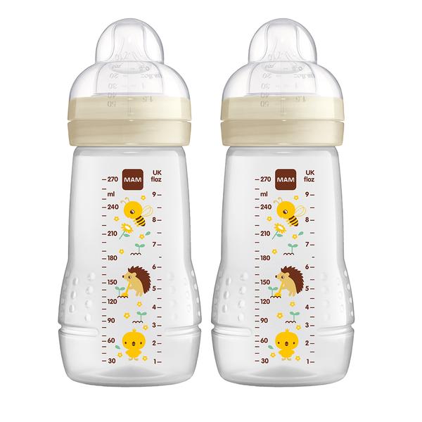 MAM Babyfles Easy Active ™ 270 ml, bijen/heggenmus in een dubbele verpakking