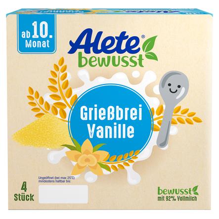 Alete Becherprodukt Grießbrei Vanille 4 x 100 g ab dem 10. Monat
