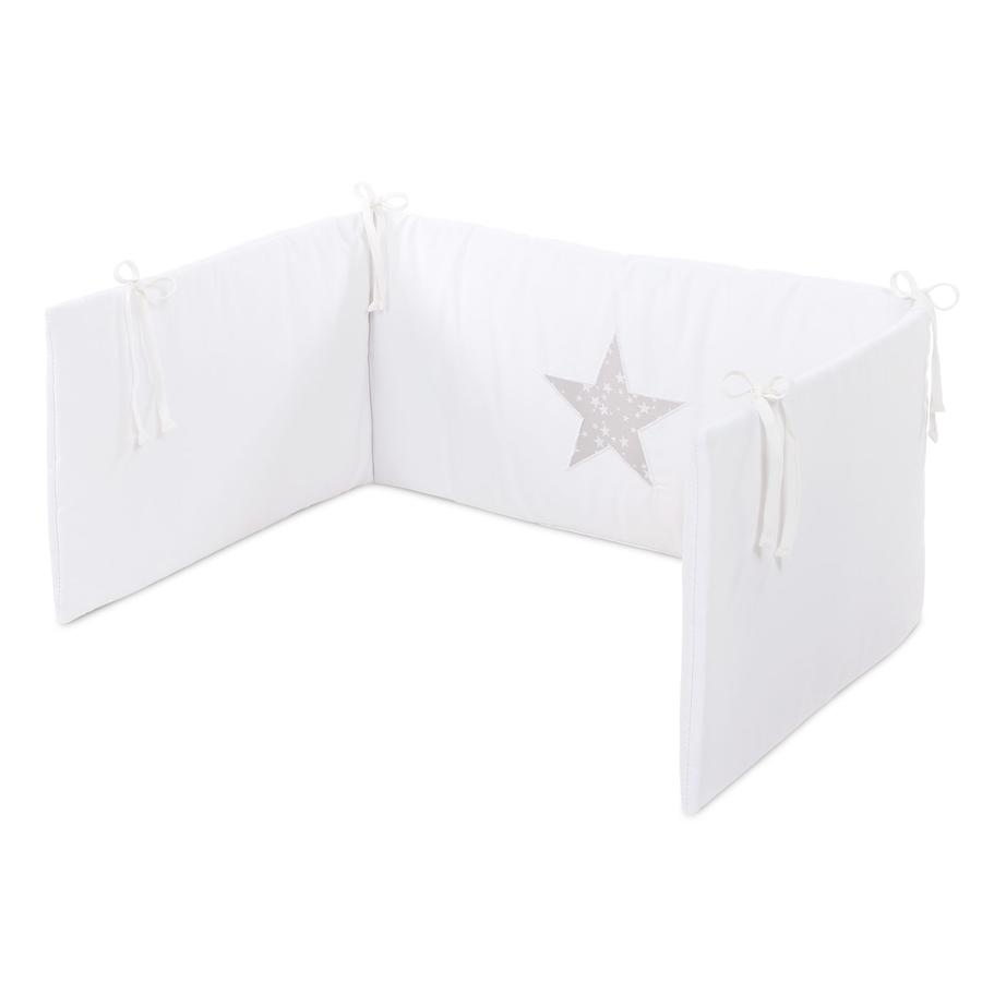 babybay ® Cot nest piqué, hvid applikation stjerne perlegrå stjerner perlegrå stjerner hvid