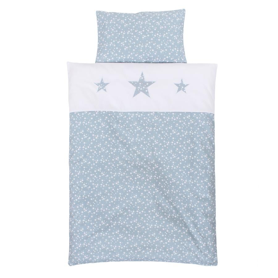 babybay® Parure de lit cododo piqué azur étoiles blanc motif brodé étoile 100x135 cm