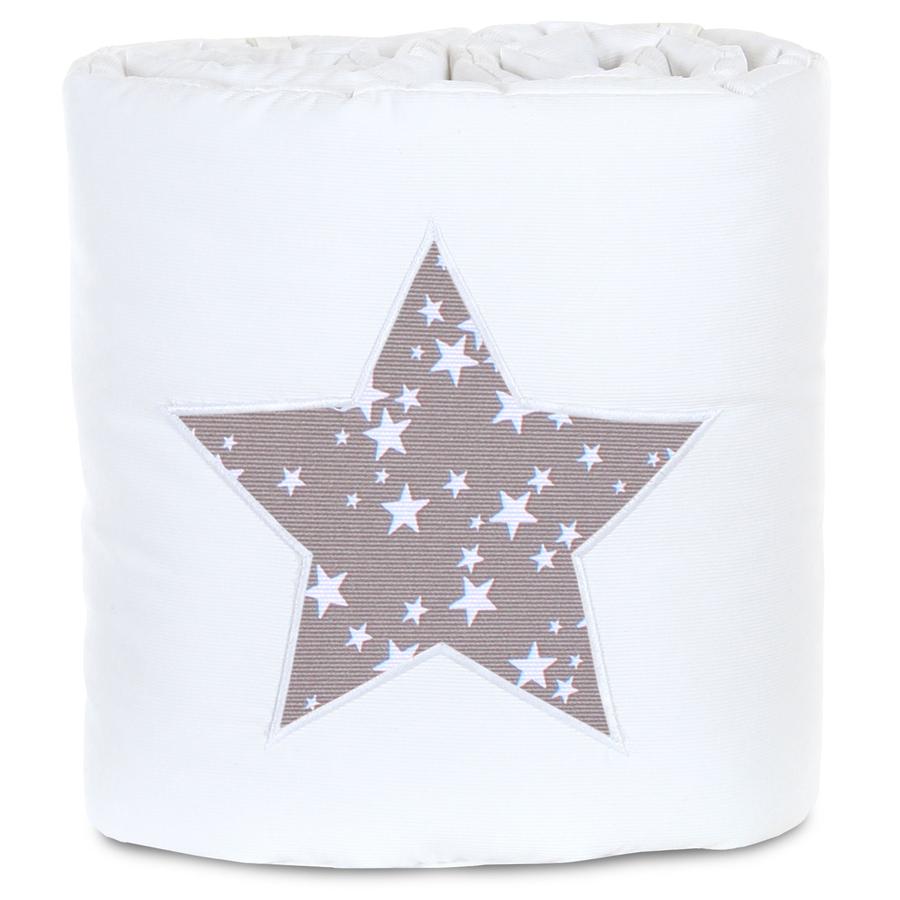 babybay ® Nestchen Piqué geschikt voor model Maxi, Boxspring, Comfort en Comfort Plus, wit Applicatie ster taupe sterren wit