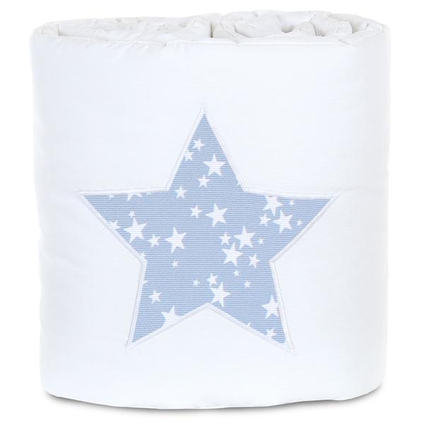 babybay ® Nestchen Piqué egnet for modell Maxi, Boxspring, Comfort og Comfort Plus, hvit Påføring stjerne azurblå stjerner hvit