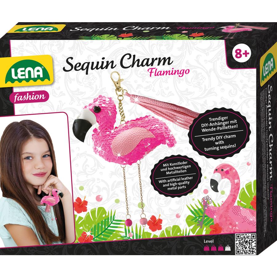 LENA® Set de bricolage enfant pendentif flamant rose Sequin Charm 
