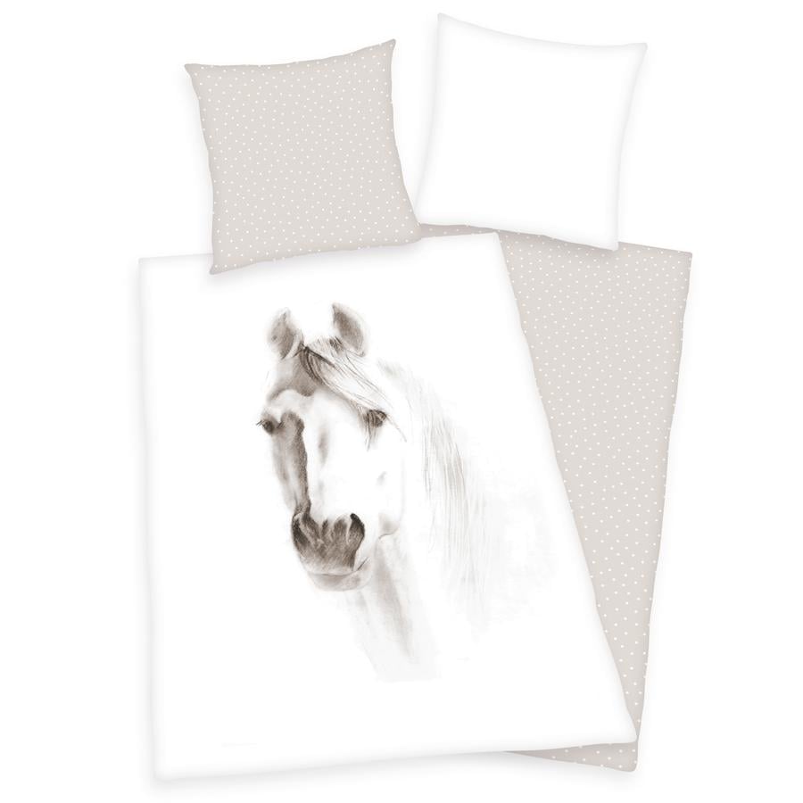 HERDING Beddengoed wit paard 135 x 200 cm