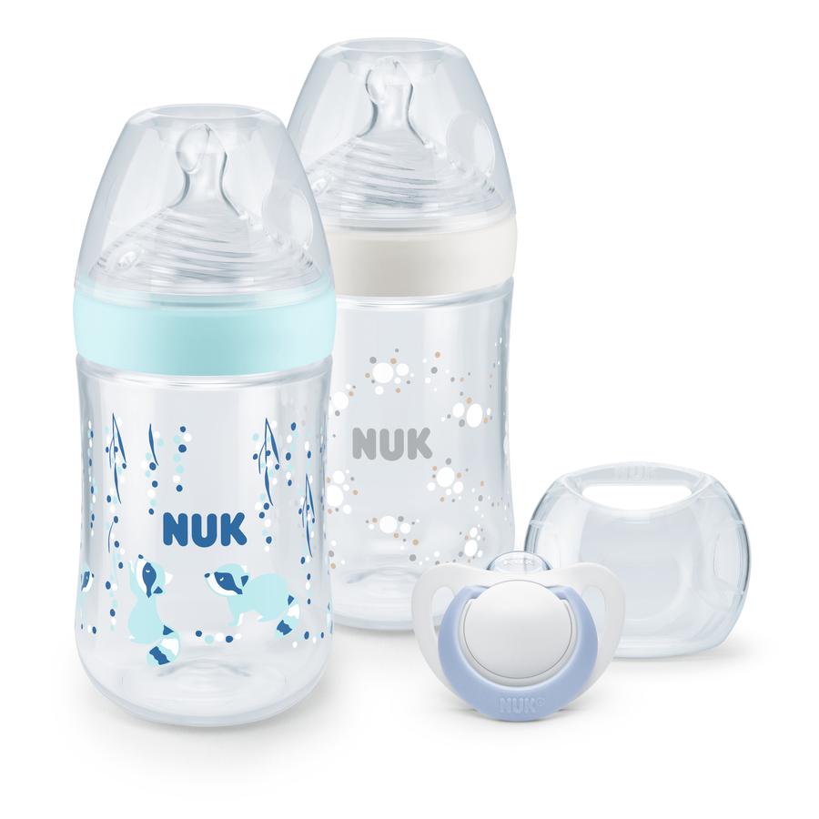 NUK Starter set Nature Sense Twin con temperatura Control , in blu