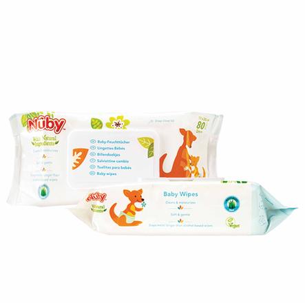 Nûby Baby Wet Wipes All Natural 2x 80 lingettes humides avec boîte distributrice verrouillable