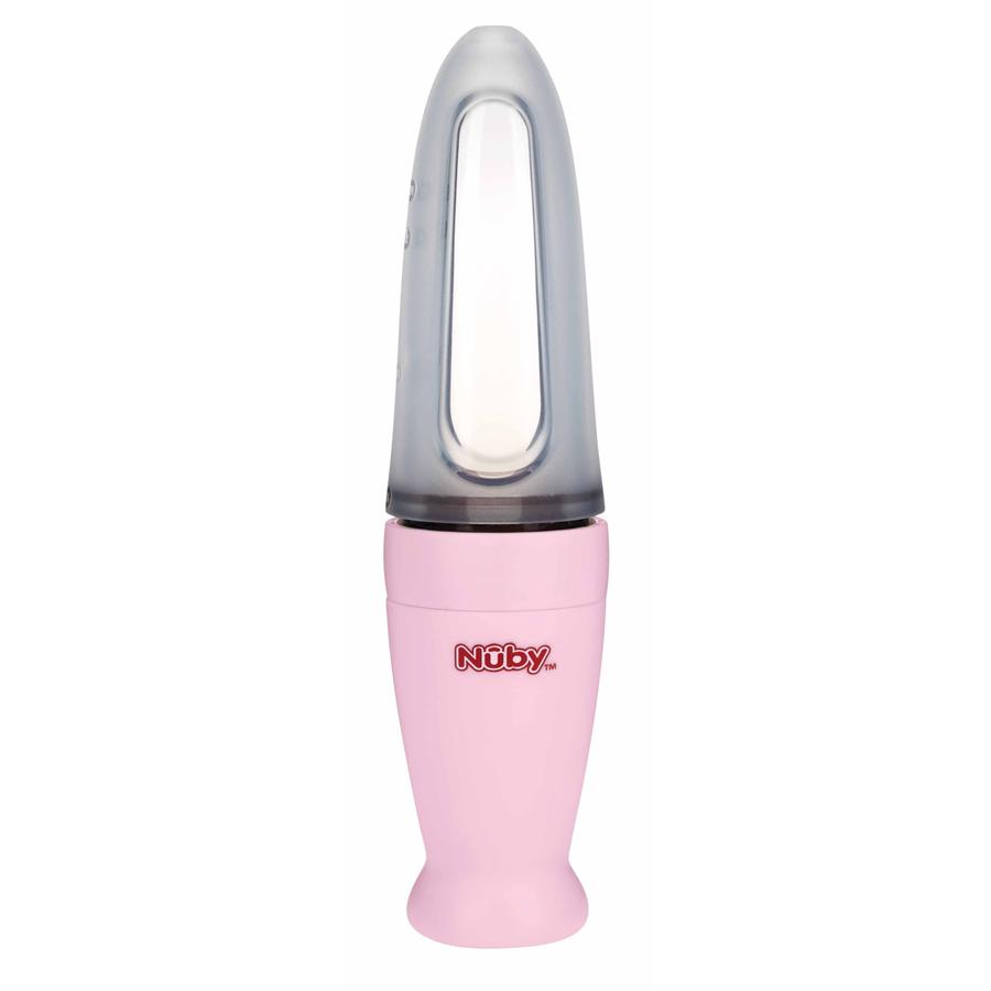 Nûby Spezial-Fütterlöffel aus PP mit Fütterbehälter aus Silikon 90 ml in pink