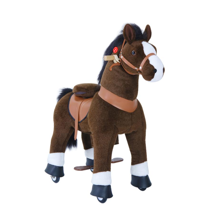 PonyCycle ® Caballo de juguete marrón oscuro con freno y sonido - grande