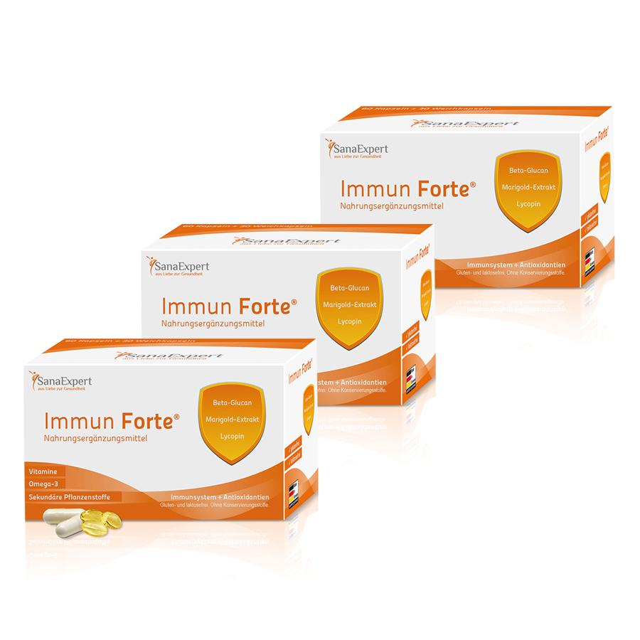 SanaExpert Nahrungsergänzungsmittel Immune Forte zur Unterstützung des Immunsystems 3 x Monatspackung á 90 Kapseln