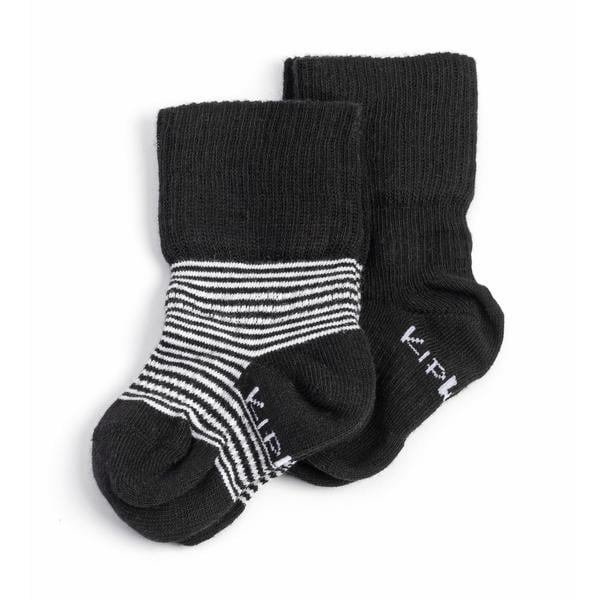 KipKep Stay-On Socks 2-Pack Black -n- White Striped 