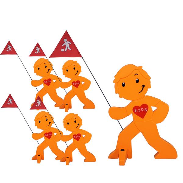 BEACHTREKKER Street buddy Výstražná figurka pro větší bezpečnost dětí - orange Sada 5 kusů