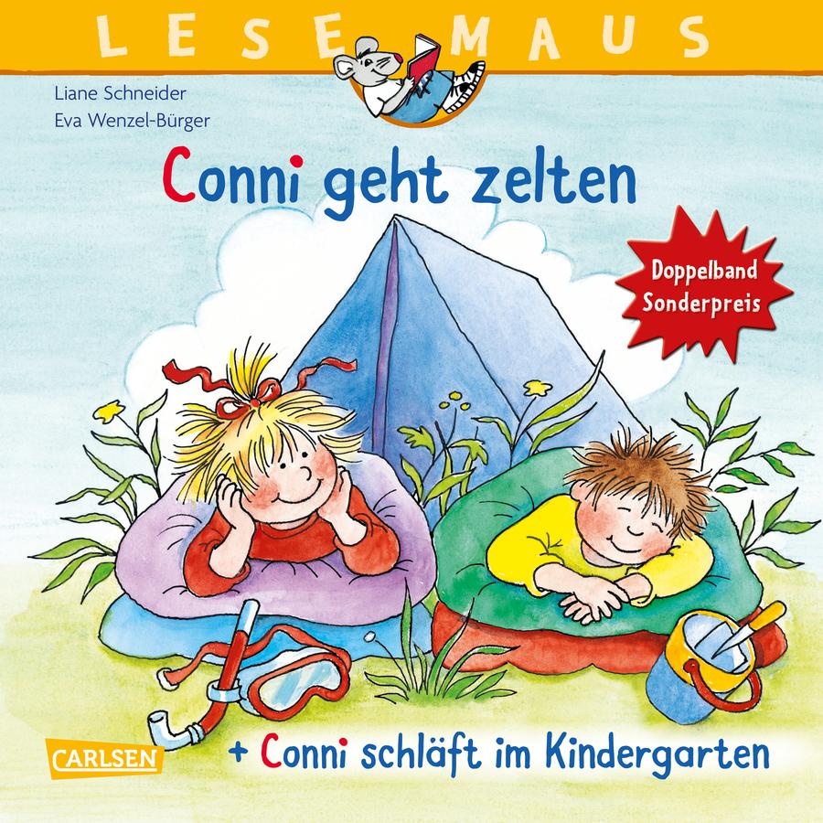 CARLSEN LESEMAUS 205: "Conni geht zelten" + "Conni übernachtet im Kindergarten" Conni Doppelband
