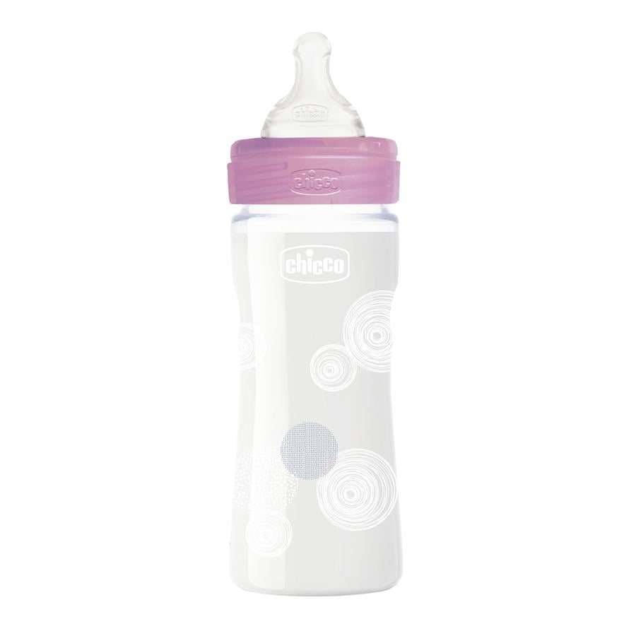 chicco Well-Being Glas 240ml, Normal Flow, pige, 0M+