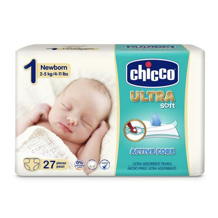 chicco Pannolini Ultra Soft taglia 1 Newborn, 2-5 kg, 27 pezzi