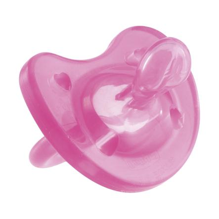 chicco Fopspeen Fysio Soft silicone in roze 16-36+ maanden