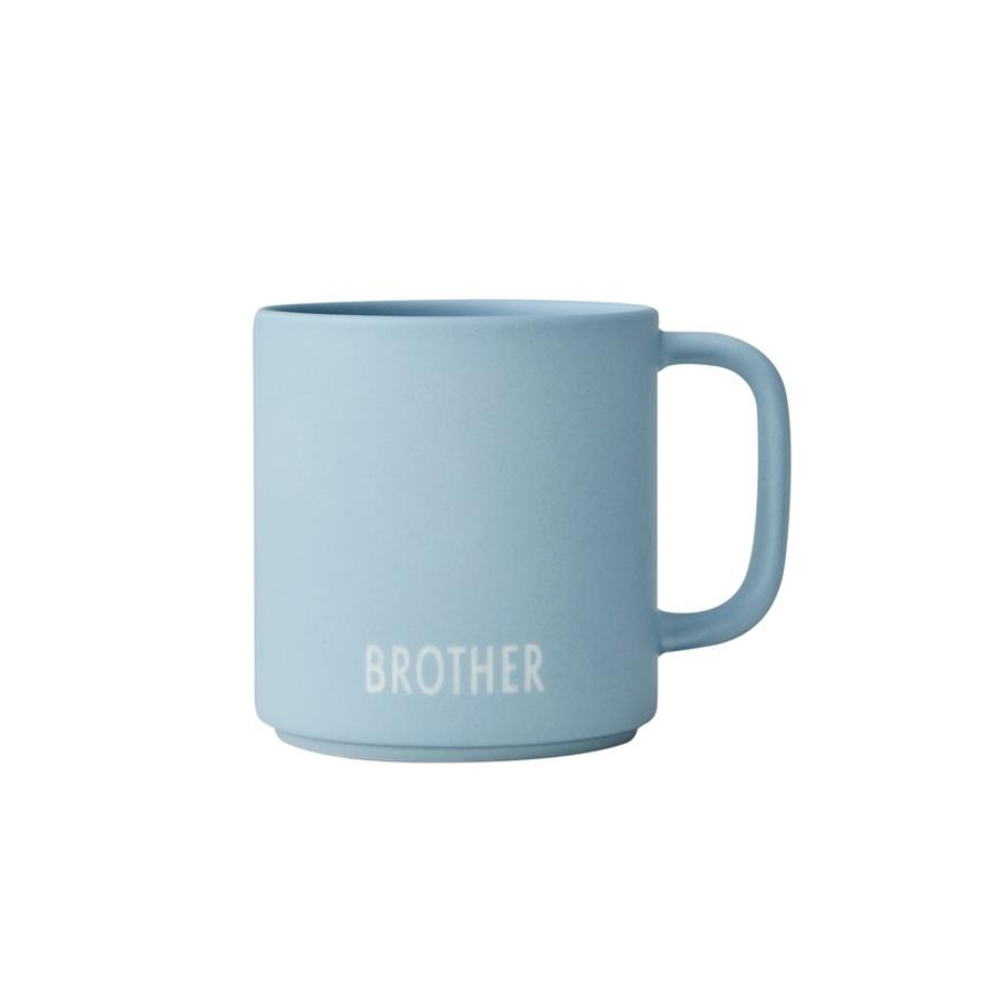  Design Letters Sibling Cup, porcelanowy kubek z uchwytem, BROTHER, jasnoniebieski, 175 ml