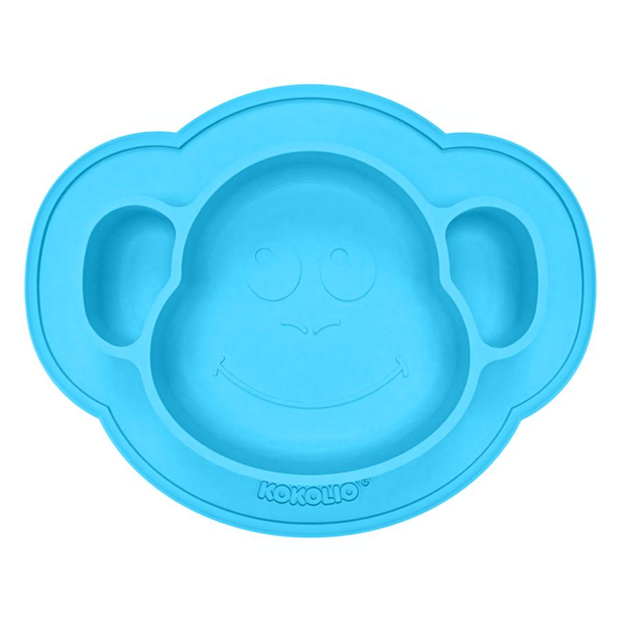 KOKOLIO Monki silikonowy talerz obiadowy, od 6 miesięcy w kolorze niebieskim