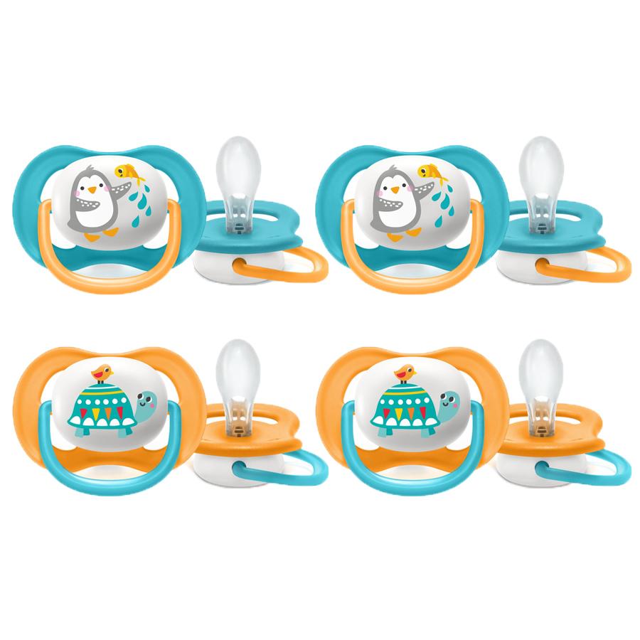Philips Avent-napp ultra air SCF080 / 07 Collection Animals 6-18m Boy Penguin / Turtle in a double pack