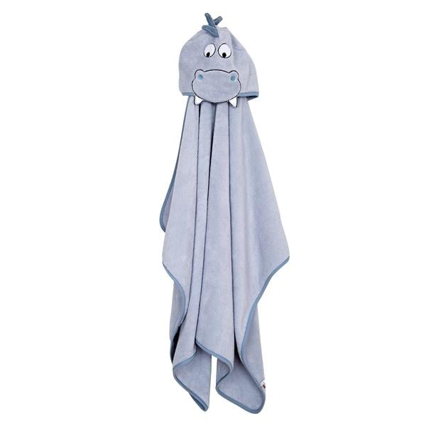 fillikid  Ręcznik kąpielowy z kapturem hipopotam niebieski 65 x 125 cm 
