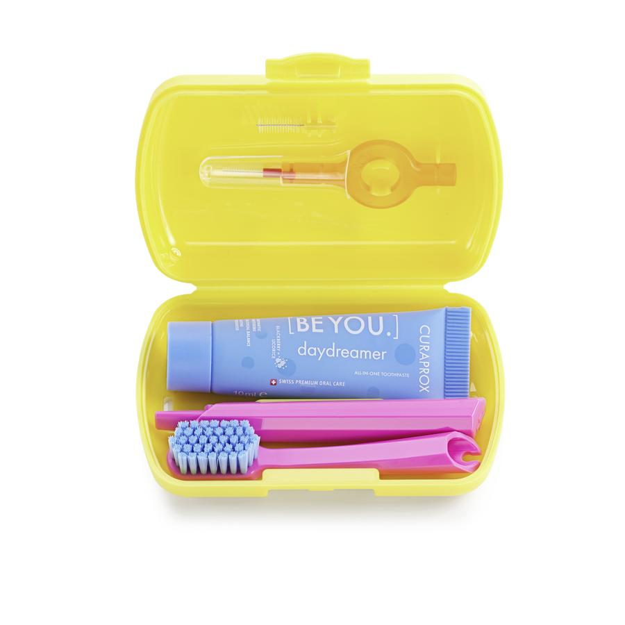 CURAPROX Kit brosse à dents enfant de voyage jaune
