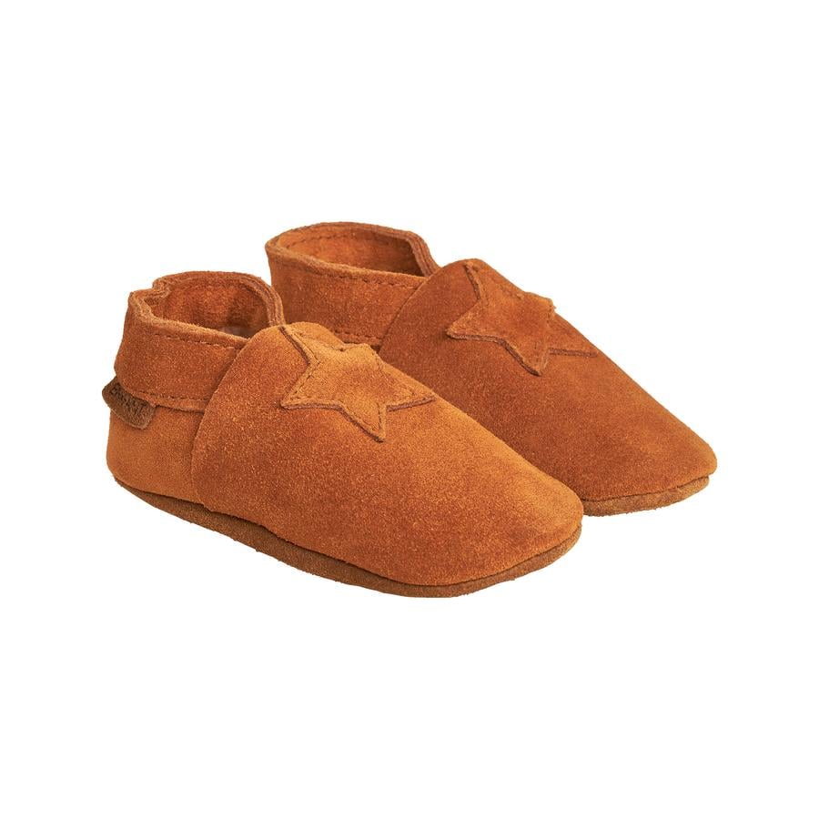 FIXONI Elastic Slippers Suede Leather Brown