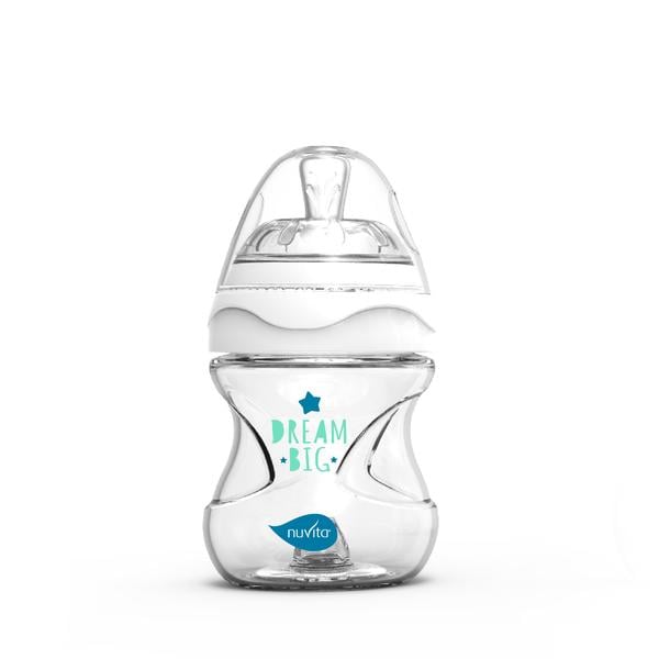 nuvita Babyflaske Anti-kolikk Glasssamling med nyskapende spene 140 ml i hvitt