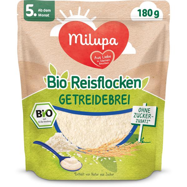 Milupa Reisflocken Bio Getreidebrei 180 g nach dem 4. Monat