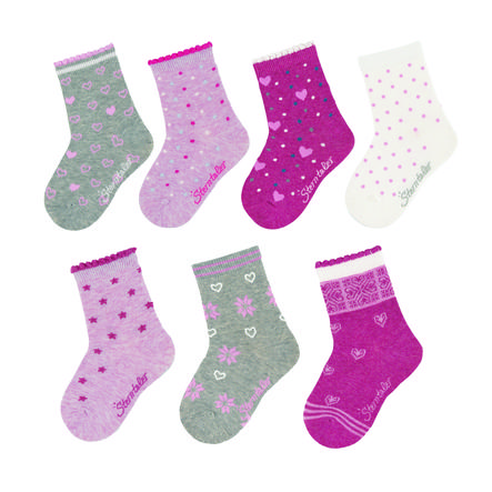 Sterntaler sokkeboks med 7 rosa melange