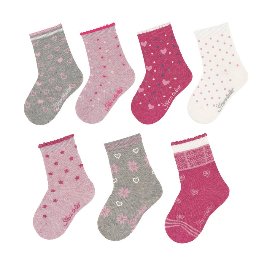 Sterntaler Ponožky krabice 7 růžových melanžových ponožek
