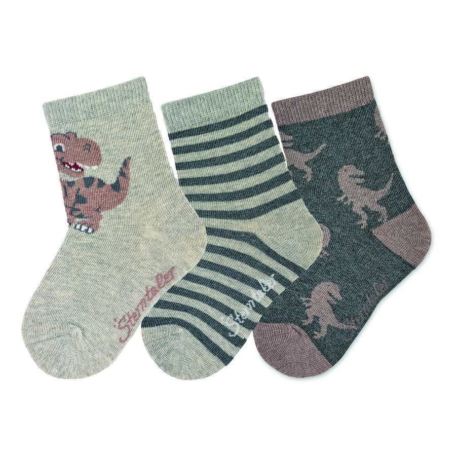 Sterntaler Chaussettes 3-pack Dino gris clair